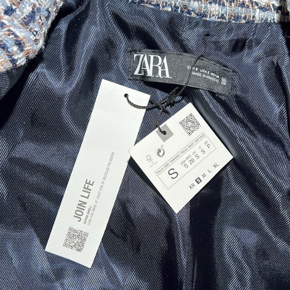 ZARA Double Breasted Blazer Textured Tweed Weave - Picture 11 of 12